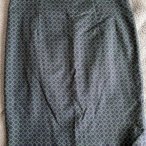 Green and Navy Geometric Patterned Skirt